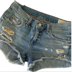 RAG & BONE Distressed Vintage Exposed Pocket Worn Out Cutoff Shorts - SZ 25